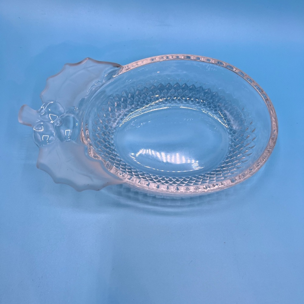 Studio Nova Glass Candy Serving Dish - Christmas Holly 6 1/2" x 4"